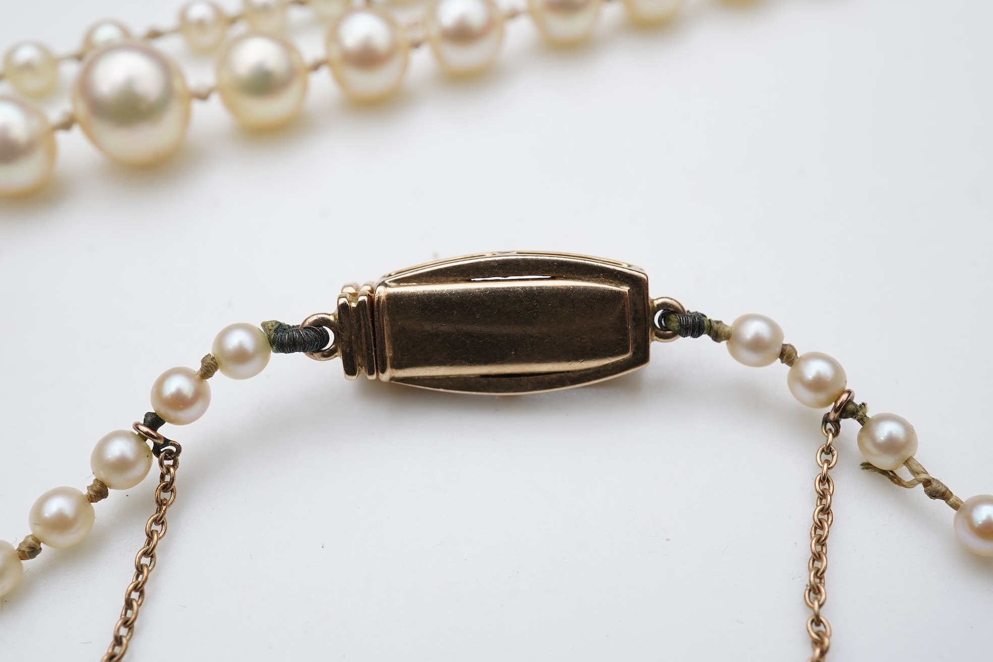 Two cultured pearl necklaces, mid 20th century